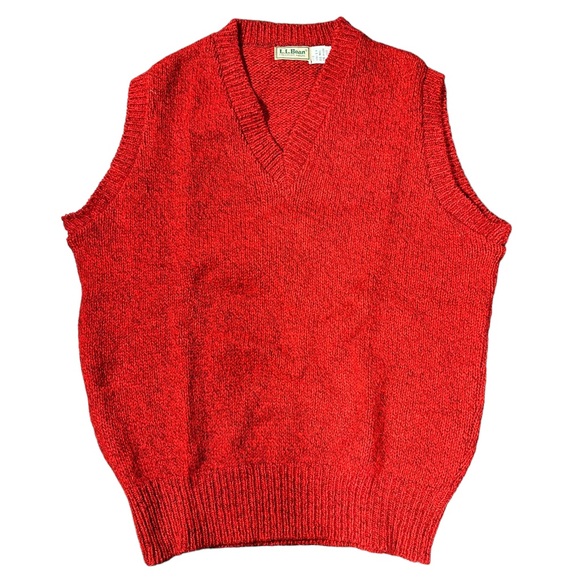 Vintage Bean Red V-Neck Wool Sweater Vest Size Medium